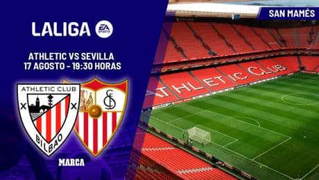 Athletic Club - Sevilla: a qué hora y dónde ver hoy en TV el partido de la jornada 1 de LaLiga EA Sports