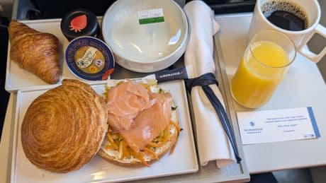 I paid an extra $275 to fly business class with Air France. It didn't live up to my expectations, but I'd do it again.