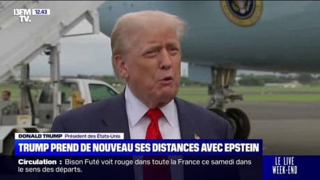 Affaire Epstein: Donald Trump assure n'avoir "jamais" été informé de la présence de son nom dans le dossier