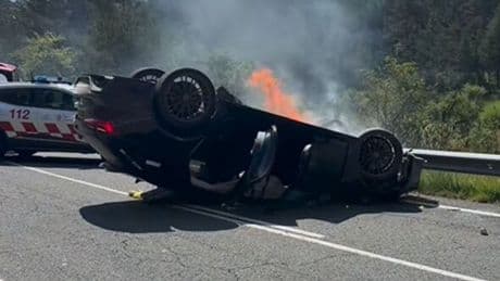 Brits tourist in Spain supercar crash as £100k Audi flips and bursts into flames