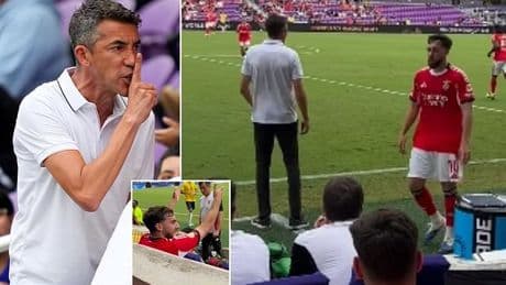 Extraordinary moment former Premier League boss is told 'F*** YOU' by his own player in feisty Club World Cup spat - before SHUSHING riled-up star when his substitution paid off moments later