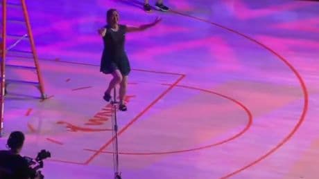 Iconic halftime act Red Panda taken off in wheelchair after scary fall off unicycle at Fever game