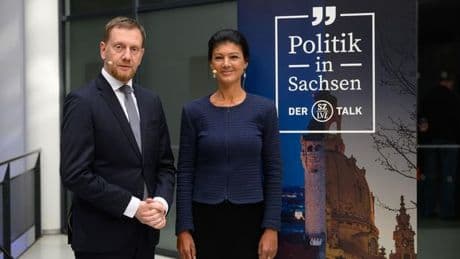 Politische Debatte: Kretschmer im Disput mit Wagenknecht