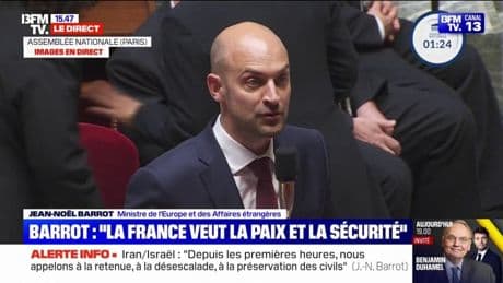 Jean-Noël Barrot à propos de la guerre Iran/Israël: "Nous appelons à la retenue, à la désescalade et à l'arrêt des frappes des deux côtés"