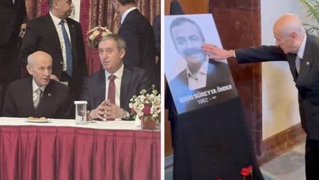 99 gün sonra Meclis'e geldi... Devlet Bahçeli'den DEM Parti'ye taziye ziyareti: Eliyle Sırrı Süreyya Önder'in fotoğrafını sevdi
