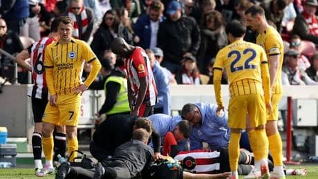 Brighton star suffers sickening head injury vs Brentford as medics from both clubs rush on