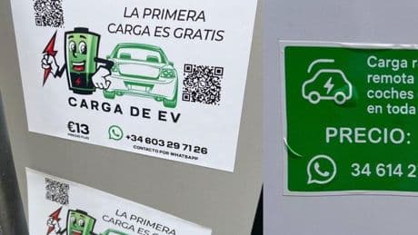 Alertan sobre pegatinas fraudulentas en puntos de recarga para coche eléctrico