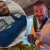 David Beckham displays his bandaged hand in a sling while showing off his homegrown vegetables as he recovers at home after operation on injured wrist