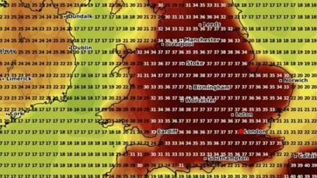 UK weather maps turn red as incoming heatwave to bring 38C highs