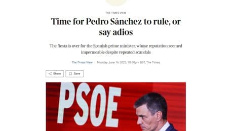Pedro Sánchez, &quot;Don Teflón&quot;, sentenciado por 'The Times': &quot;La fiesta se ha acabado&quot;
