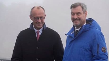 Friedrich Merz und Markus Söder auf der Zugspitze: Kommt der Kanzler, geht es um die Wurst