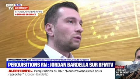 "Nous n'avons strictement rien à nous reprocher", soutient Jordan Bardella après la perquisition au siège du RN