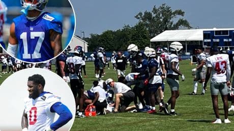 Giants’ Brian Burns, Wan’Dale Robinson shaken up after scary collision at training camp