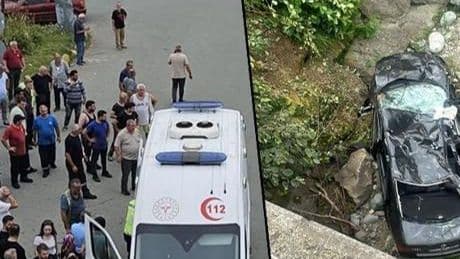 Rize'de feci kaza! İki otomobil çarpıştı: 1 ölü, 8 yaralı