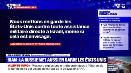 Iran: la Russie met en garde les États-Unis "contre toute assistance militaire directe à Israël"