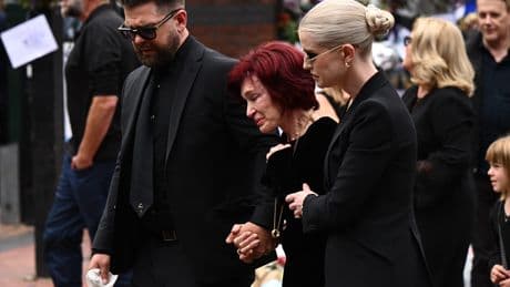 Sharon Osbourne and kids break down crying at Ozzy’s emotional funeral procession in UK