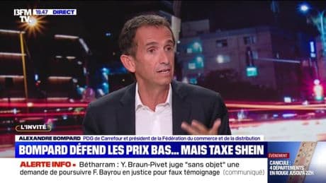 Colis chinois: "Shein, Temu... Ils ne respectent rien", déclare Alexandre Bompard, PDG de Carrefour et président de la Fédération du commerce et de la distribution