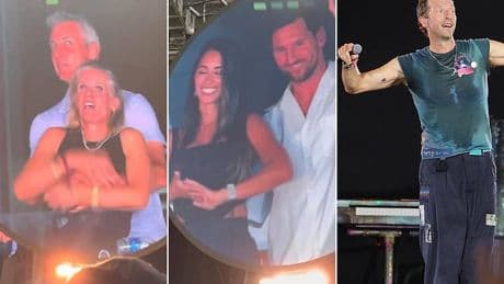 Lionel Messi and his wife Antonella look awkward as they are caught on Coldplay kiss cam at Miami concert - but avoid any controversy