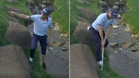PGA Championship star ditches shoes and dives into creek to make wonder shot