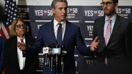 The California redistricting measure cites Texas, highlighting the partisan stakes