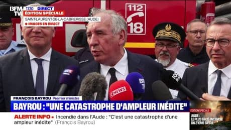 Incendie dans l'Aude: "C'est un évènement lié au réchauffement climatique et lié à la sécheresse", déclare François Bayrou