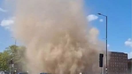 'Dust devil' rips through UK city as rare weather event caught on camera