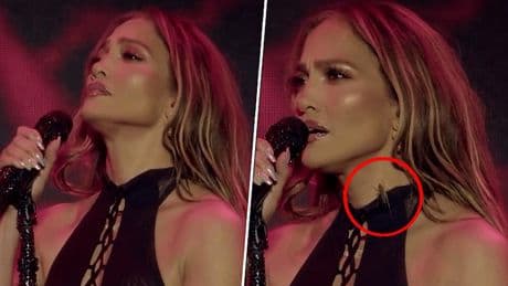 Jennifer Lopez wordt lastiggevallen door krekel tijdens concert