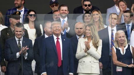 WATCH: President Trump arrives on stage for military parade