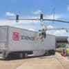 US electrical worker left dangling after being hit by truck