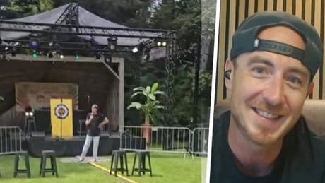 Comedian Davey viraal na bizar optreden op vrijwel leeg festival: ’Deze reacties kreeg ik achteraf’