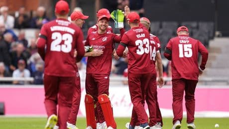 Lancashire climb above Durham with tense three-wicket Vitality Blast victory