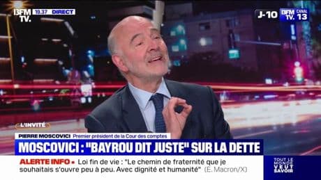 "Effort" des Français: "François Bayrou dit juste", affirme Pierre Moscovici, premier président de la Cour des comptes