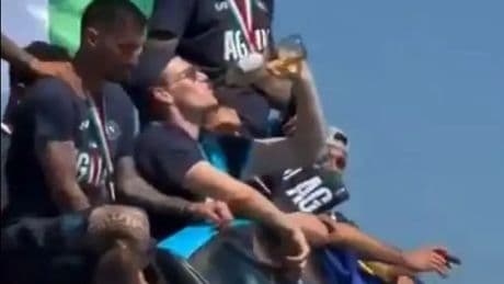 Scott McTominay swigs whisky, smokes fags and drinks Tennent's Super as McFratm steals show at Napoli title party
