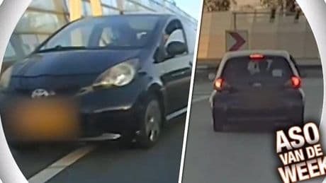 Karma! Aso in Toyota Aygo haalt in op bizarre wijze en maakt zichzelf belachelijk