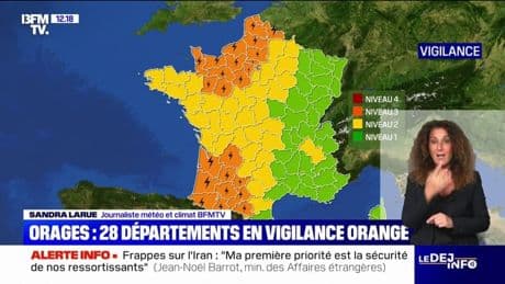 28 départements placés en vigilance orange pour un risque d'orages violents
