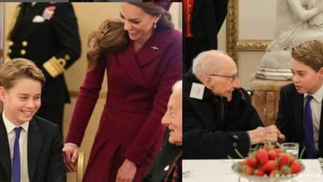 George, il futuro re debutta con William e Kate al giorno della Vittoria: il pranzo con i veterani e le domande (curiose) del principe