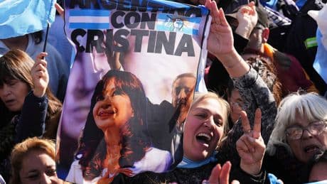 Photos of Cristina Fernández supporters as she serves a prison sentence for corruption in Argentina