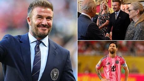 David Beckham speaks for first time since finally receiving a knighthood - as the Inter Miami owner watches Lionel Messi and Co toil in opening game of the Club World Cup