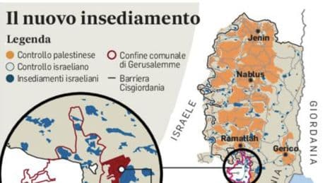 Gaza, l?insediamento E1 che spacca in due il territorio e blocca la creazione di un?unione palestinese. La mappa