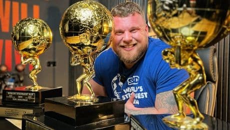 Who is Tom Stoltman and how many times has he won World’s Strongest Man?