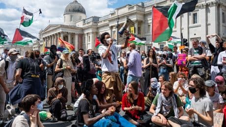 Palestine Action protestor in ‘Holocaust costume’ questioned by police
