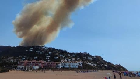 Nuevo incendio en Tarifa: el fuego quema parte de la Sierra de la Plata y amenaza varias playas de Zahara de los Atunes