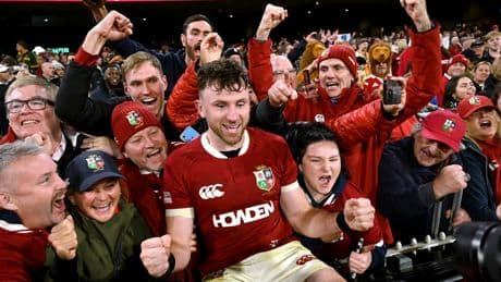 Hugo Keenan reacts after last-minute try seals record Lions comeback and series win