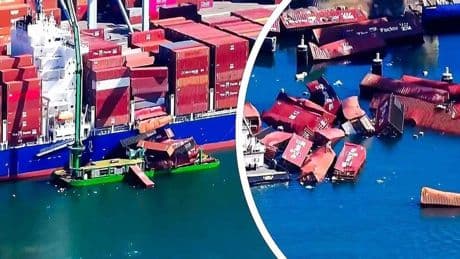 Long Beach: 67 Container von Frachter ins Meer gestürzt