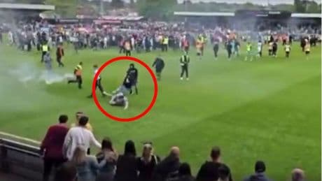 Maidstone fan wipes out goading Boreham Wood rival with ‘tackle of the season’ after play-off final defeat
