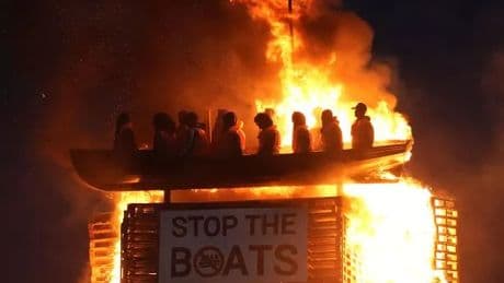 Moygashel LIVE: Fury over as 'migrant boat' bonfire branded 'disgusting' is set alight