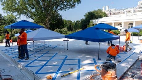 AP PHOTOS: A look back at the White House Rose Garden as Trump's paved makeover nears completion
