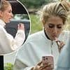 Stacey Solomon puffs on a cigarette by the side of the road as stressed-out star leaves local vet surgery in tears