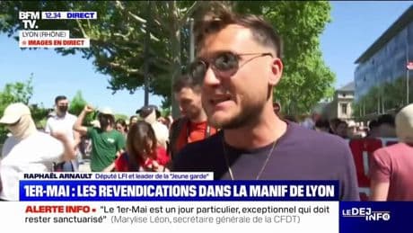 "Bruno Retailleau est sous mandat de Marine Le Pen depuis le début": Raphaël Arnault (LFI) participe à la manifestation du 1er-Mai à Lyon
