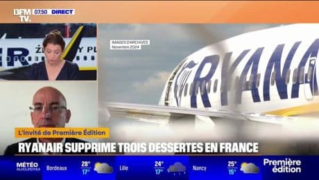 Suppression de trois dessertes de Ryanair: "Ce sont 750.000 sièges qui seront supprimés cet hiver", déplore Thomas Juin, président de l'Union de l'aviation française